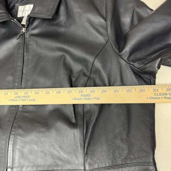 Worthington Womens Black Genuine Leather Zip Front Jacket Size 1X Plus - Picture 5 of 9